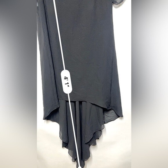 Dress the Population Leather and Chiffon High Low Alondra in Black S - Picture 12 of 16